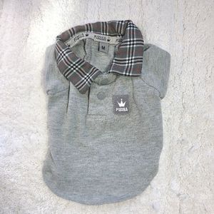 Dog Gray Polo Shirt with Checkered Collar